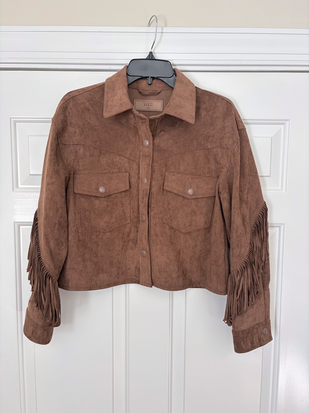 Blank NYC Brown Suede Fringe Crop Jacket XS